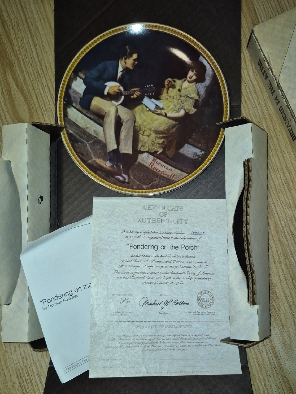 Norman Rockwell Plate "Pondering On The Porch"